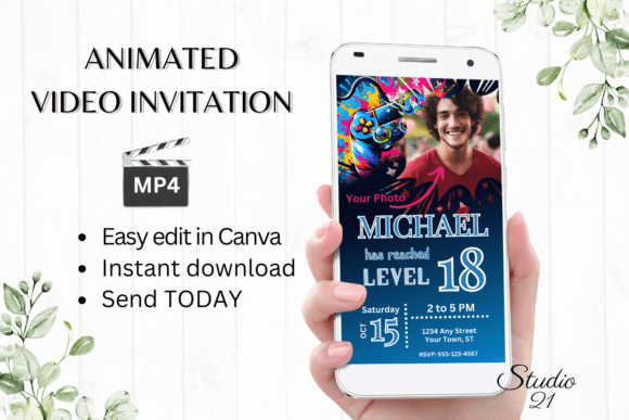 Level Up Your Party: The Ultimate Gamer 18 Digital Invitation