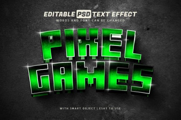 Pixel Game Text Effect: 3D Style Editable Template