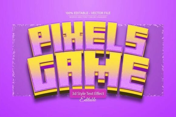 Pixels Game Neon Gradient 3D Text Effect